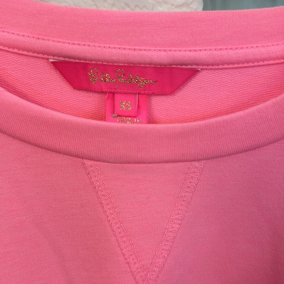 NWOT Lilly Pulitzer Deva Ruffle Sweatshirt Eyelet Pink Size XS - Picture 5 of 13